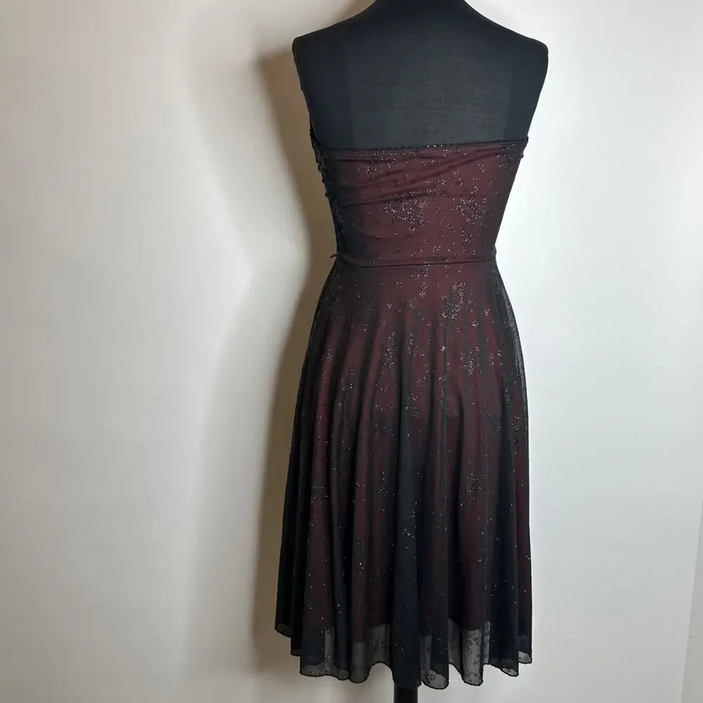 Vintage Forever 21 Dress Womens S/M Black Red Mesh Babydoll Whimsy Fairy Y2K